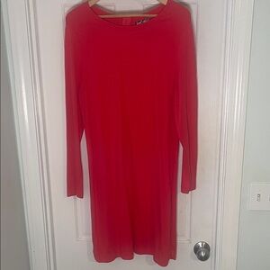 Lord & Taylor Vibrant Pink/Dark Coral Long Sleeve Dress.